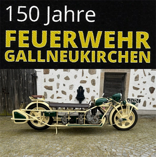 150Jahre Feuerwehr Gallneukirchen und Foto Oldtimer-Motorrad